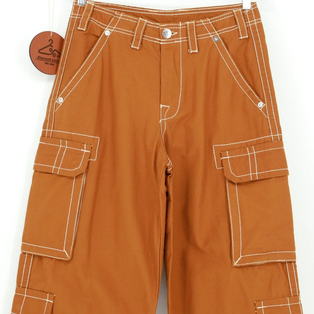 True Religion‎ Big T Double Pocket Baggy Cargo Jeans Caramel Cafe Size 28 Cotton